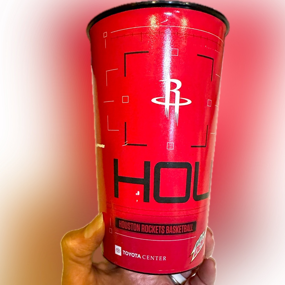 2021 2022 HOUSTON ROCKETS GAME CUP TUMBLER NBA BASKETBALL RED BLACK 32 oz PROMO